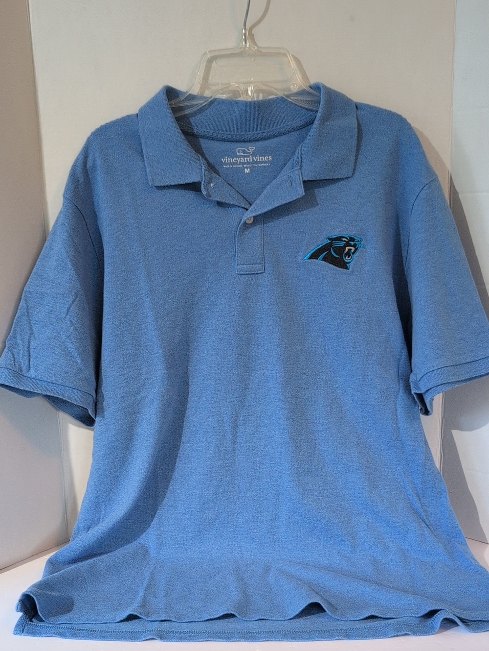 Vineyard Vines Carolina Blue Polo with Panthers Logo